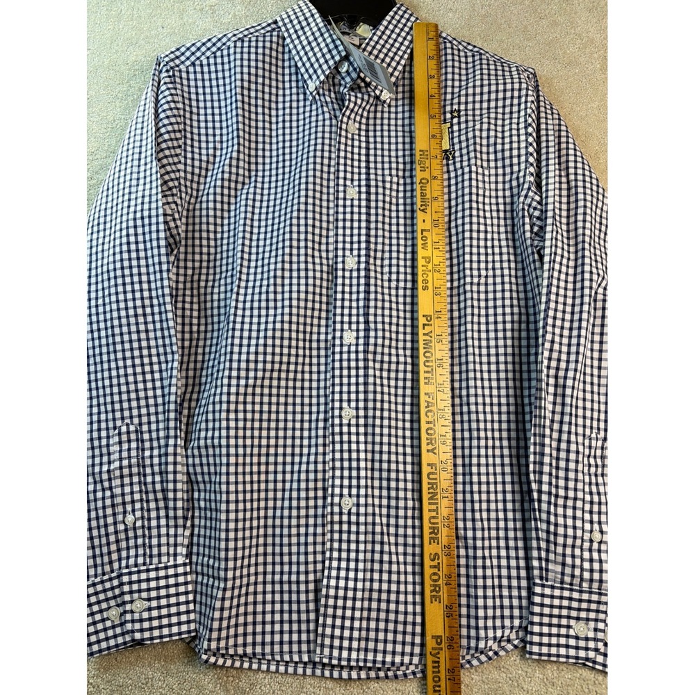 USNA Navy Button Shirt Men's Small Gingham Plaid Blue NCAA Naval Academy NEW - Picture 6 of 8
